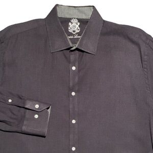 English Laundry Men's Dress Shirt Sz XL Charcoal Gray Cotton Elastane #47H